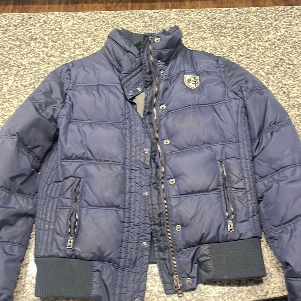 American eagle puffer bomber navy blue jacket